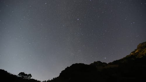 Starry Night Sky Over Mountain Time Lapse