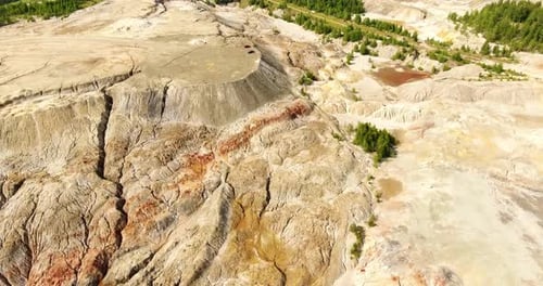 Aerial View of Sandy Landscape with Geological Formations