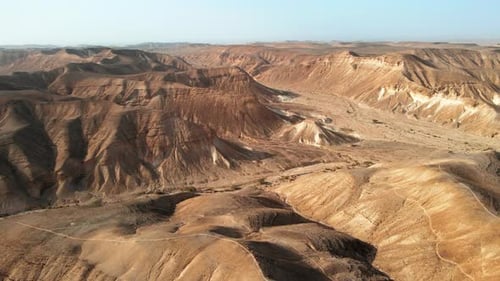 Aerial Cinematic Top Shot Desert Landscape Israel Negev