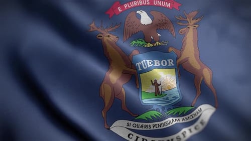Waving Michigan State Flag Loop Background