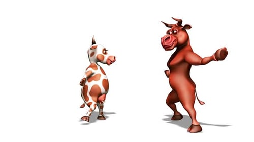 Cartoon Bull with Cow Dance 1 3D Loop 10 Sec