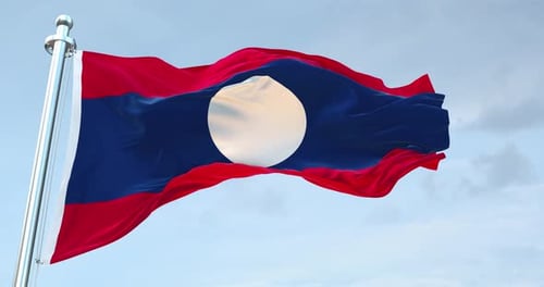 Wellenschleife mit Flagge von Laos 4 K