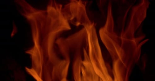Flames in a pellet stove, Slow motion 4K