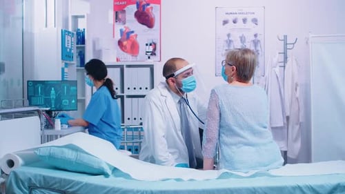 Retired Old Woman Getting a Heart Check