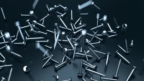 Realistic Metallic Screws Falling and Piling Up Animation