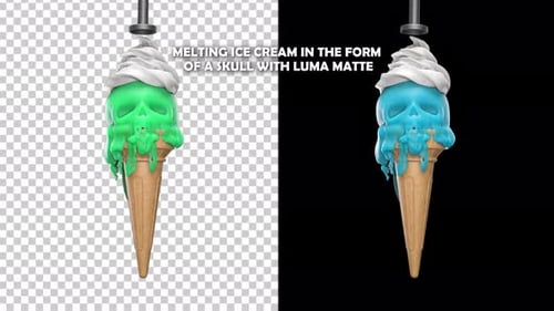 Melting Skull Ice Cream Cone Animation with Eyeball Cherry