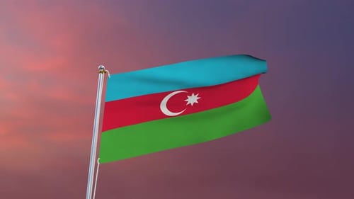 Realistic Waving Flag of Azerbaijan Seamless Loop Animation