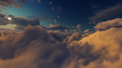 Fliegen am Nachthimmel Wolken 03 4K
