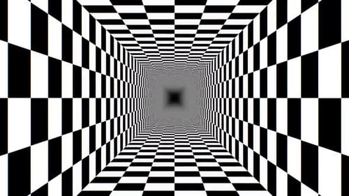 Endless Tunnel Schachbrettmuster Schwarz Weiß Perspektive Illusion