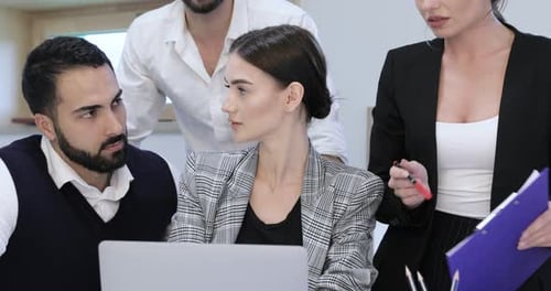 Business Meeting. People Working On Computer In Modern Office