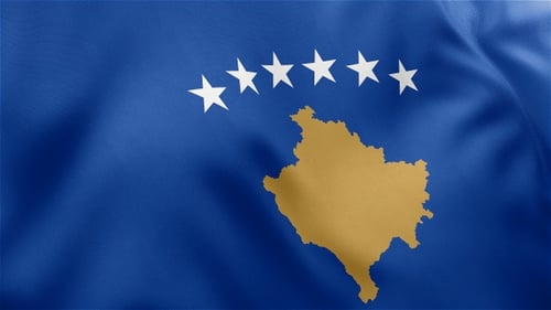 Realistic Seamless Loop Animation of Waving Kosovo Flag