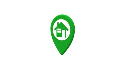 Animated 3D Location Pin with House Icon Reveal