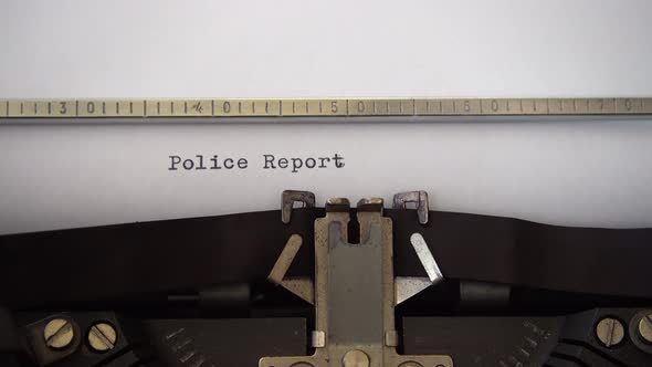 Typing phrase Police Report on retro typewriter. Close up., Technology ...