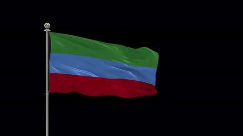 Dagestan Flag Waving Loopable Animation with Alpha Channel