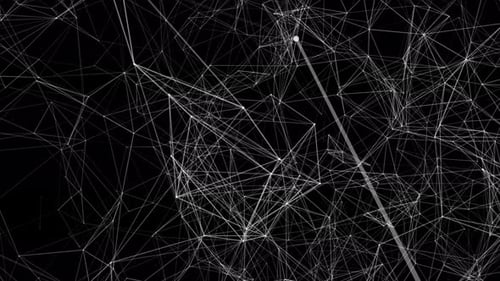 Plexus-Netzwerk auf schwarzem Hintergrund, High-Tech-Netzwerk-Hintergrund, abstrakte Animation