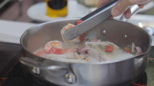 Cooking Delicious Seafood With Fresh Ingredients