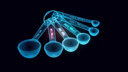Rotating Wireframe Measuring Spoons Hologram Display