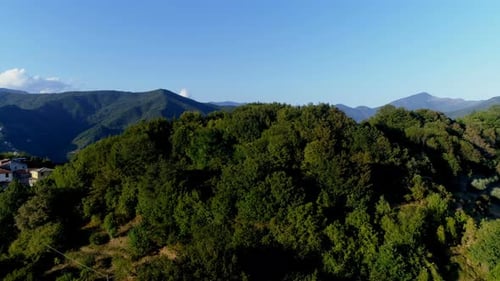 Aerial view of town in countryside