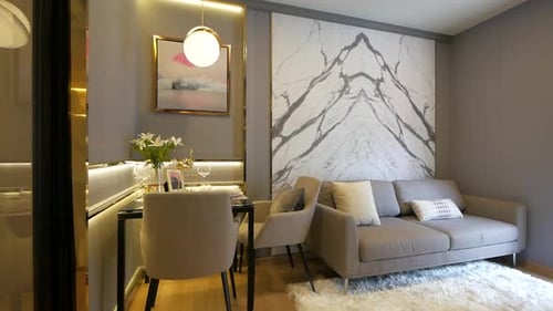 Modern and Luxurious Apartment Decoration Walkthrough from the Dining Area to the Living Area