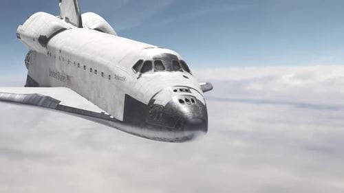 Space Shuttle Soaring Above Earth's Clouds
