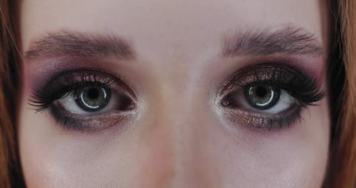 Woman's Eyes with Dramatic Plum and Bronze Makeup