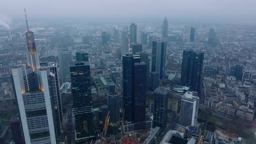 Aerial Footage of Business Centre with High Rise Modern Office Towers