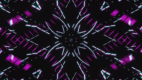 Blau und Lila abstrakte Pfeile und blinkende Blume Neon Vj Loop Animation