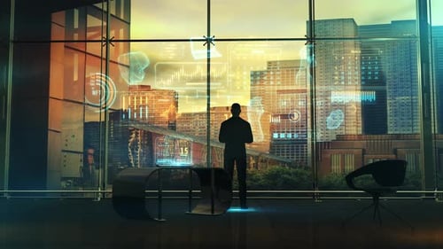 Un homme d'affaires analyse le marché du NFT 4K