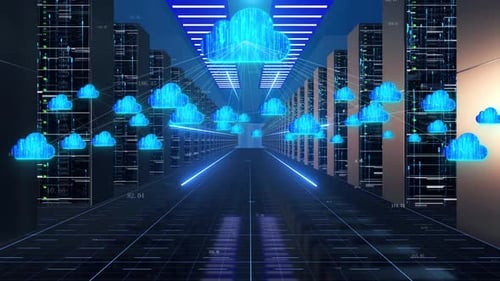 Futuristic Cloud Computing Data Network Animation