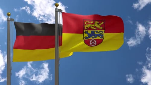 Flags of Germany and Rhineland-Palatinate Waving Against Sky