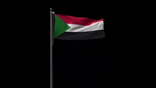 Sudan Flag Waving Animation on Alpha Channel