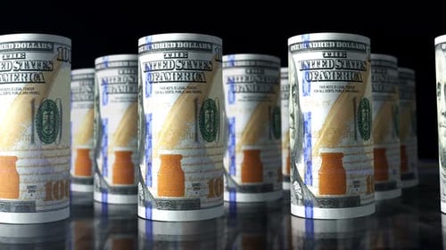 Dollar money banknotes rolls seamless loop