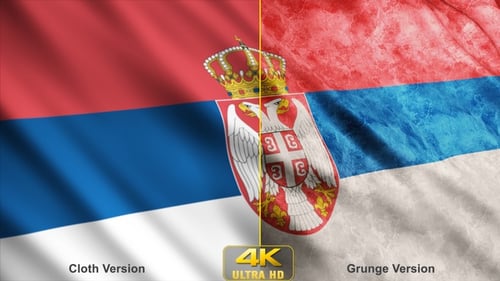 Waving Flag of Serbia with Clean and Grunge Styles