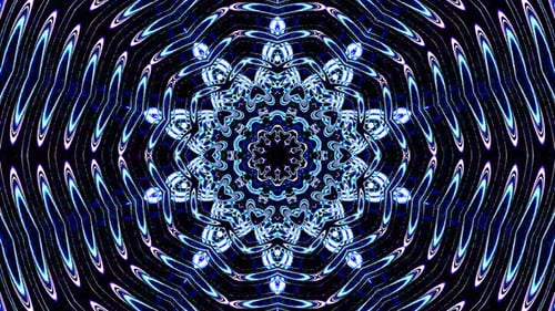 abstract blue swirling star circular line, black background