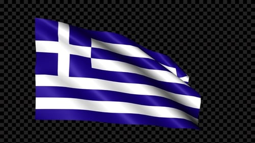 Waving Greece Flag Animation with Alpha Channel