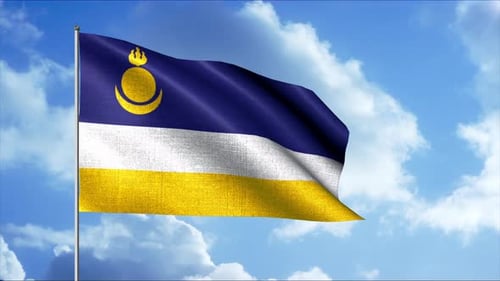 Flag Waving with Abstract Sun Moon Fire Emblem