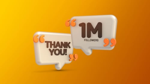3D Animated 1 Million Followers Thank You Celebration