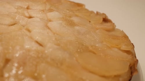 Delicious Pear Cake Close Up Food Footage