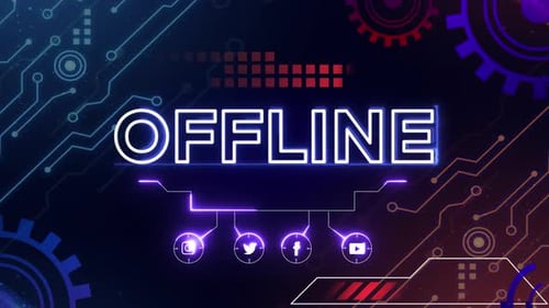 Futuristic Neon Offline Text and Social Media Icons Lower Third