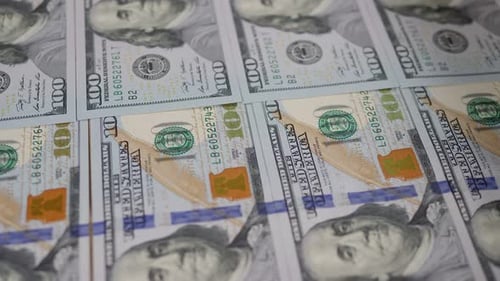 Close Up of United States Hundred Dollar Bills