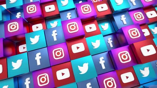 Animated Social Media Network Cubes Background Loop