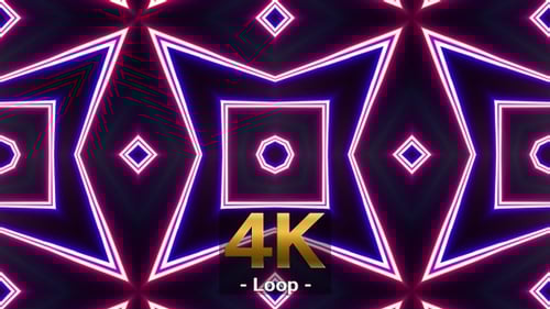 Dynamic Neon Kaleidoscope Geometric Pattern Loop Background