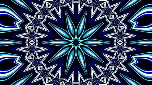 Blue Geometric Kaleidoscope Star Pattern Background Loop