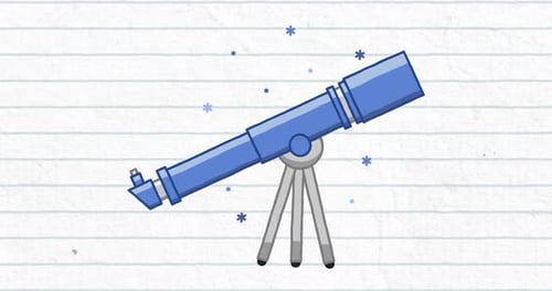 Animated Sketch Telescope Graphic for Space and Science