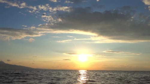 Cloudy Seascape Sunset Time Lapse