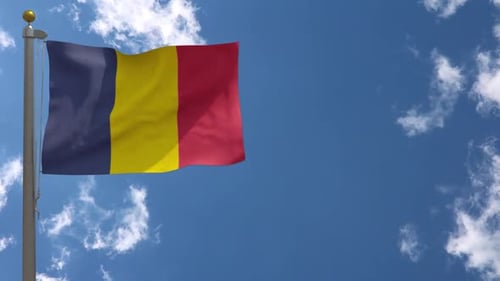 Realistic National Flag Waving in Blue Sky Animation