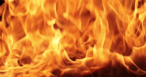 Intense Fiery Flames Dancing on Black Background