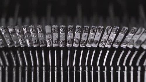 Close Up of Antique Typewriter Mechanical Elements