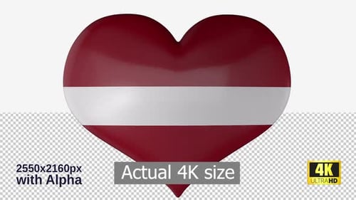 Animated 3D Glossy Heart with Flag Pattern