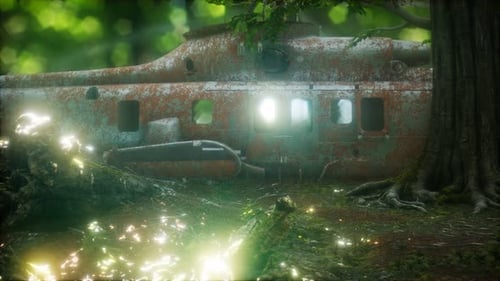 Ancien hélicoptère militaire rouillé